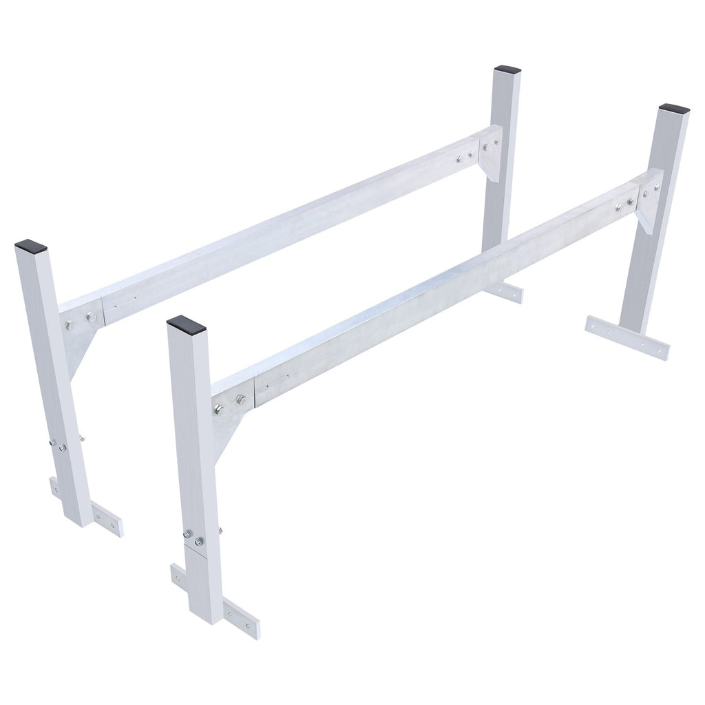 Van Roof Ladder Rack, 2 Bars Aluminum Alloy Roof Ladder Racks, 181 kg Capacity Rain-Gutter Van Roof Rack, Adjustable Length 1300-2060 mm, Van Ladder Rack for Van, Cargo, Trailer