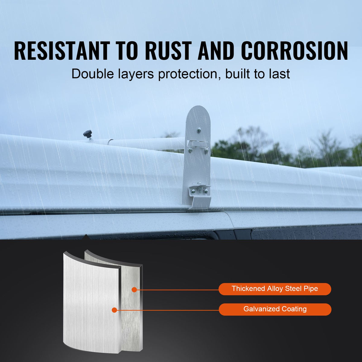 Van Roof Ladder Rack, 3 Bars Alloy Steel Roof Racks, 750 LBS Capacity Rain-Gutter Roof Rack, Adjustable Length 40.2" to 74.8", Van Ladder Rack Compatible with Chevrolet Express, GMC Savana, etc