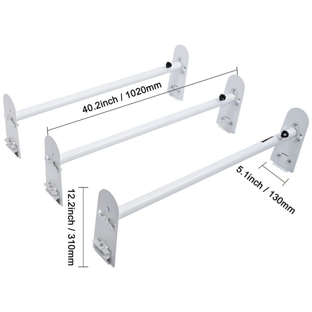 Van Roof Ladder Rack, 3 Bars Alloy Steel Roof Racks, 750 LBS Capacity Rain-Gutter Roof Rack, Adjustable Length 40.2" to 74.8", Van Ladder Rack Compatible with Chevrolet Express, GMC Savana, etc