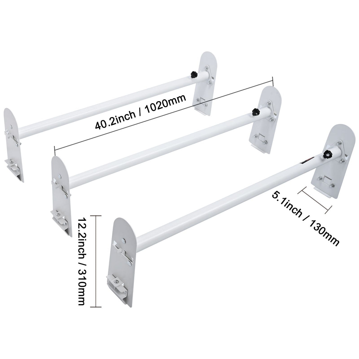 Van Roof Ladder Rack, 3 Bars Alloy Steel Roof Racks, 750 LBS Capacity Rain-Gutter Roof Rack, Adjustable Length 40.2" to 74.8", Van Ladder Rack Compatible with Chevrolet Express, GMC Savana, etc