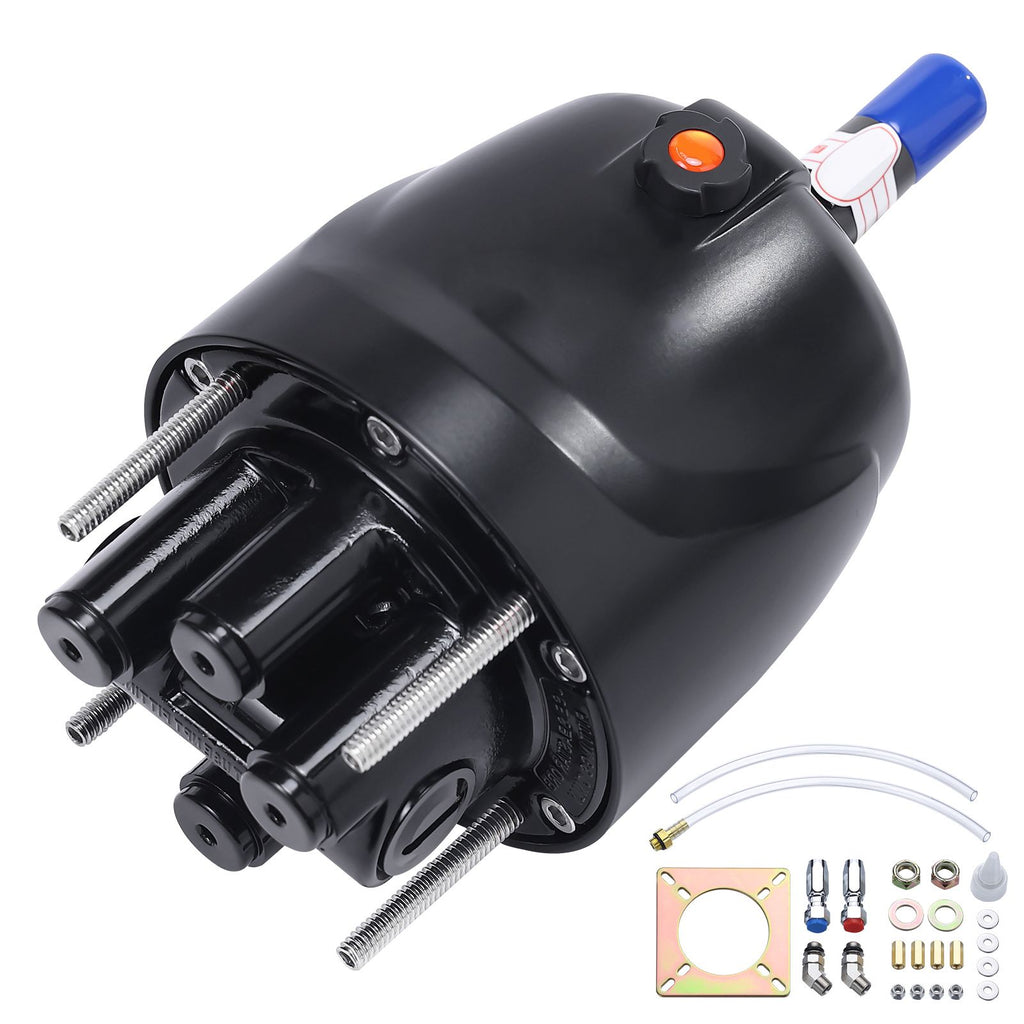 Hydraulic Outboard Steering Pump, 1.4 Cubic Inches, 150HP Front Mount Hydraulic Helm Pump with Two-Way Lock Cylinder Stainless Steel ORB Fittings, for Single Station Single-Engine Boats