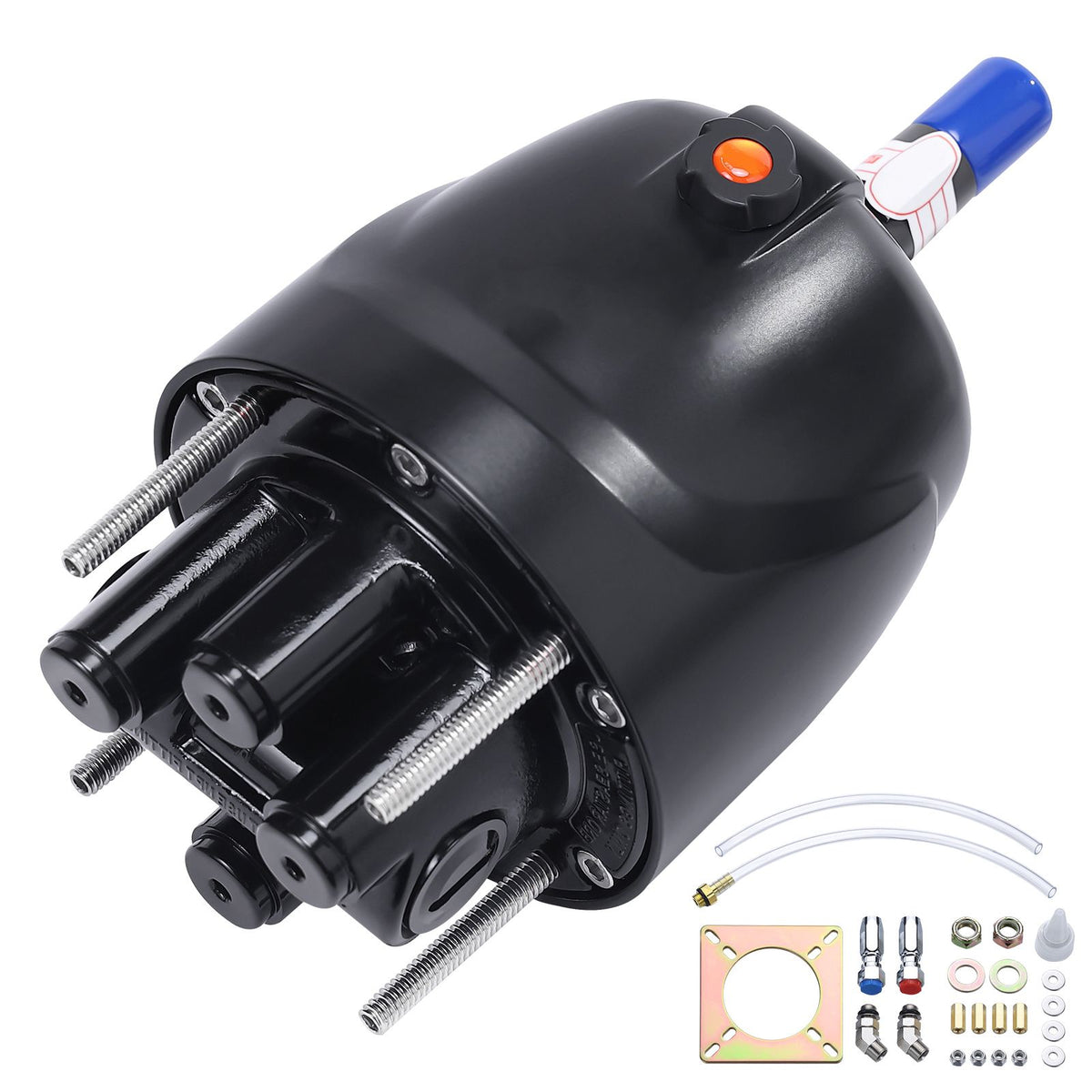 Hydraulic Outboard Steering Pump, 1.4 Cubic Inches, 150HP Front Mount Hydraulic Helm Pump with Two-Way Lock Cylinder Stainless Steel ORB Fittings, for Single Station Single-Engine Boats