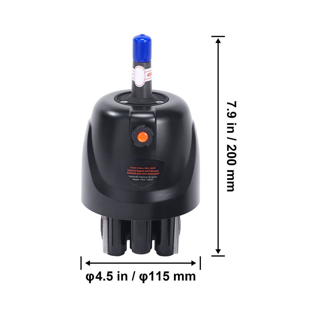 Hydraulic Outboard Steering Pump, 1.4 Cubic Inches, 150HP Front Mount Hydraulic Helm Pump with Two-Way Lock Cylinder Stainless Steel ORB Fittings, for Single Station Single-Engine Boats