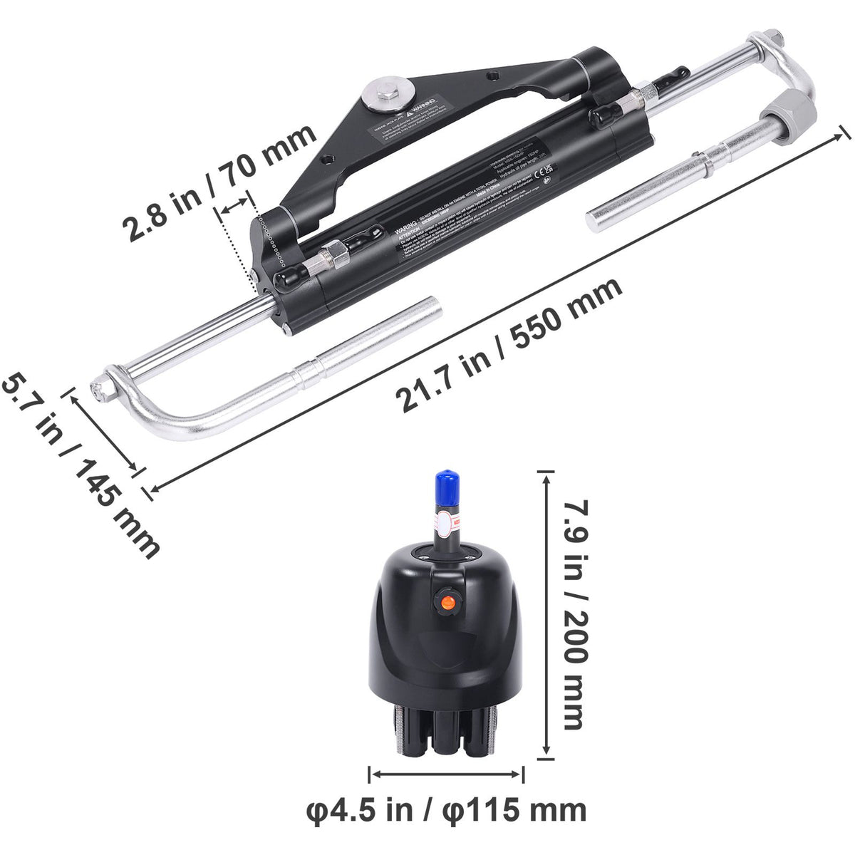 150HP Hydraulic Outboard Steering Kit Boat Marine System, Built-in Two-Way Lock Cylinder, 150HP Pump and High-Strength Nylon Hose for Single Station, Single-Engine use