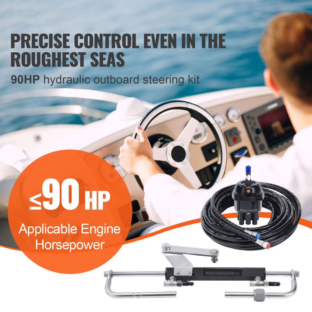 Hydraulic Steering Kit 90HP Hydraulic Outboard Steering Kit with Helm Pump Cylinder Marine Steering System Kit