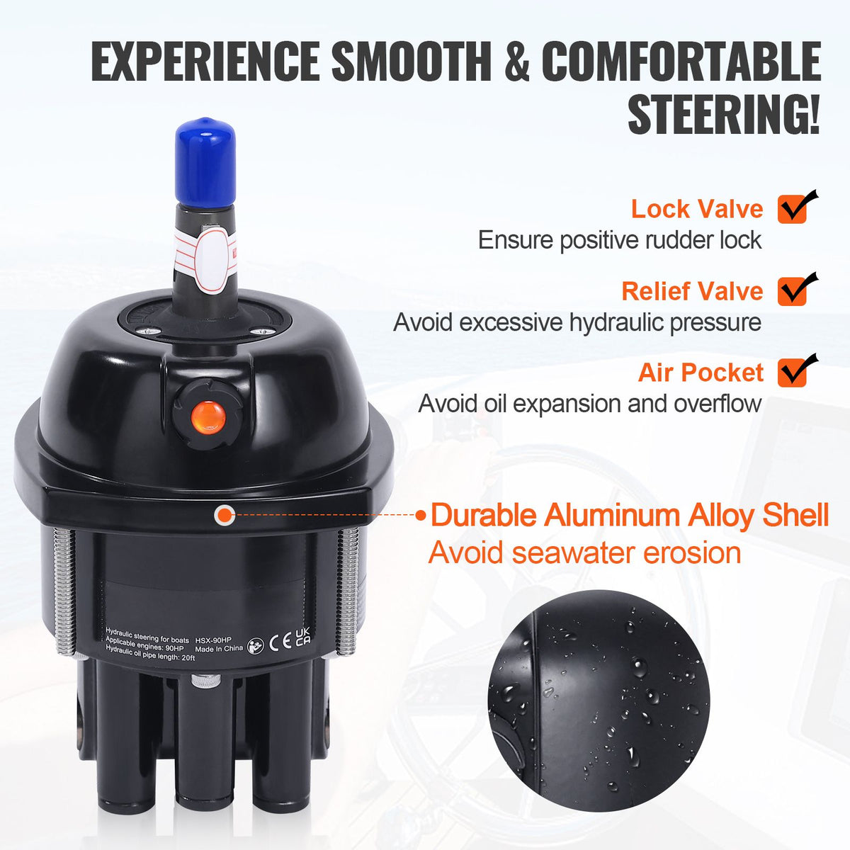 Hydraulic Steering Kit 90HP Hydraulic Outboard Steering Kit with Helm Pump Cylinder Marine Steering System Kit