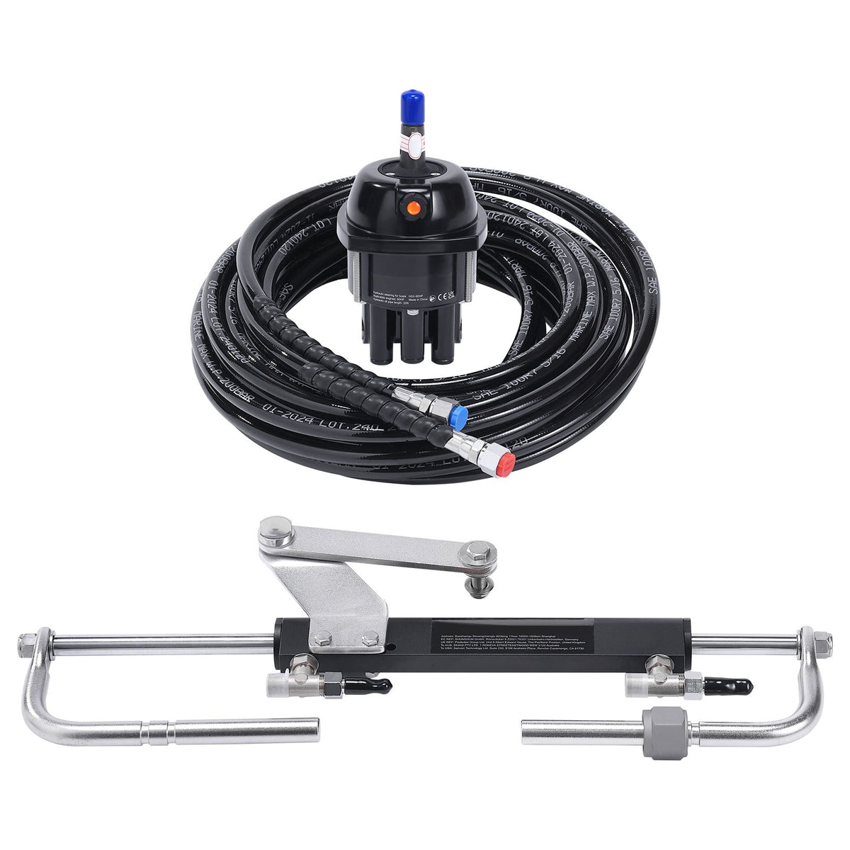Hydraulic Steering Kit 90HP Hydraulic Outboard Steering Kit with Helm Pump Cylinder Marine Steering System Kit