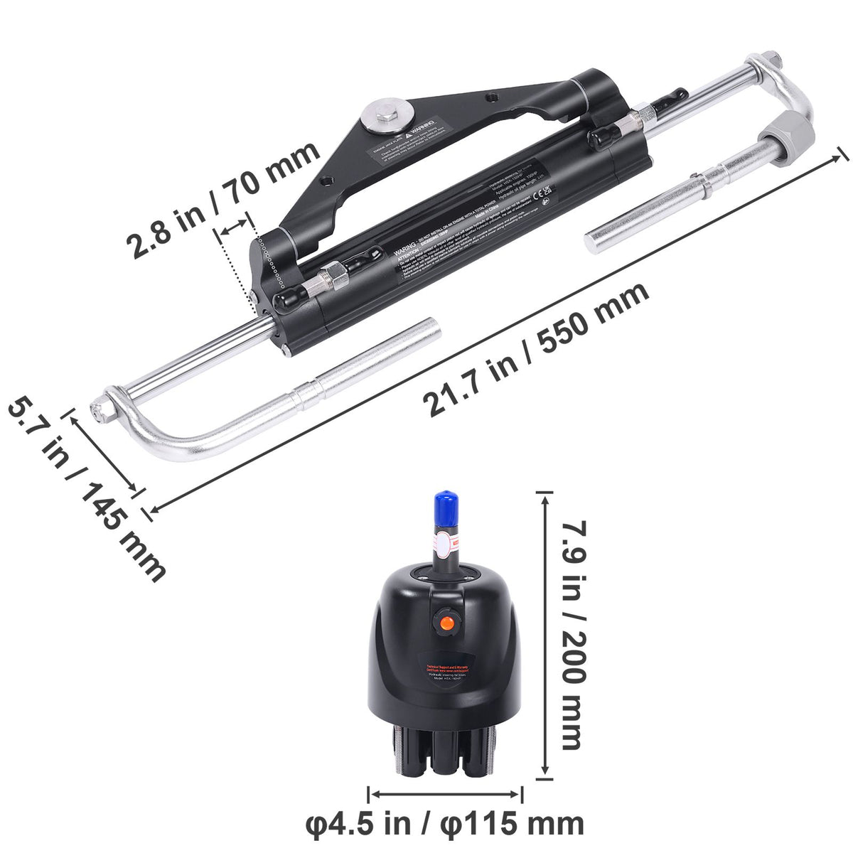 Hydraulic Outboard Steering Kit, 150HP, Marine Boat Hydraulic Steering System, with Helm Pump Two-Way Lock Cylinder and 24 Feet Hydraulic Steering Hose, for Single Station Single-Engine Boats