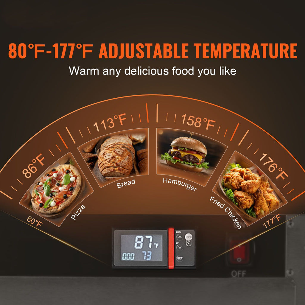 Hot Box Food Warmer, 5-Tier Concession Warmer with Water Tray, 5 Pans, Single-door and Adjustable Shelves, Stainless Steel Food Warmer Cabinet, Ideal for Storing Pizza, Chicken, Restaurant