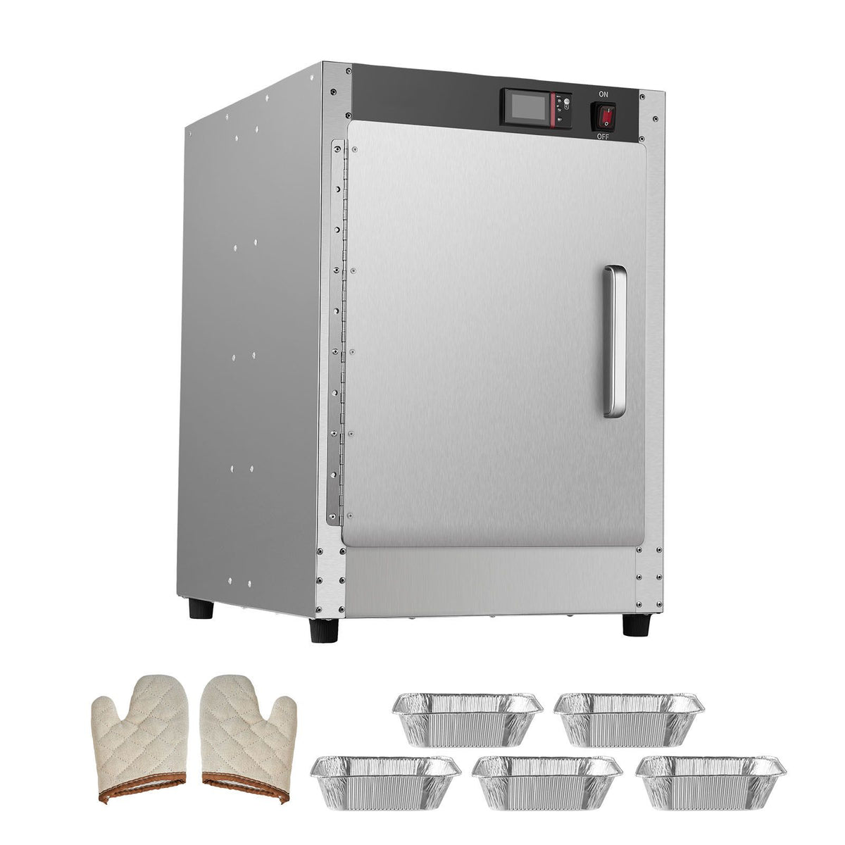 Hot Box Food Warmer, 5-Tier Concession Warmer with Water Tray, 5 Pans, Single-door and Adjustable Shelves, Stainless Steel Food Warmer Cabinet, Ideal for Storing Pizza, Chicken, Restaurant