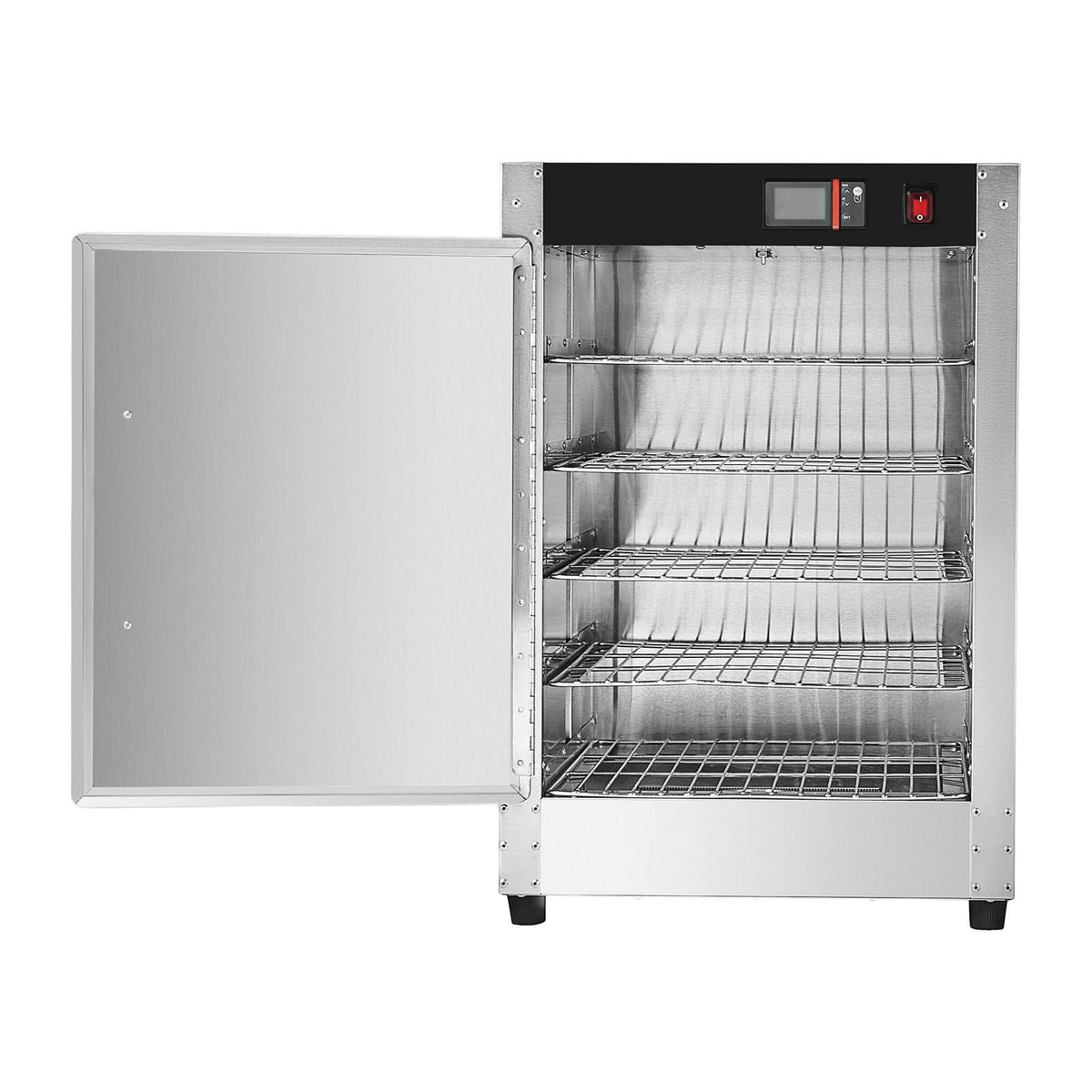 Hot Box Food Warmer, 5-Tier Concession Warmer with Water Tray, 5 Pans, Single-door and Adjustable Shelves, Stainless Steel Food Warmer Cabinet, Ideal for Storing Pizza, Chicken, Restaurant