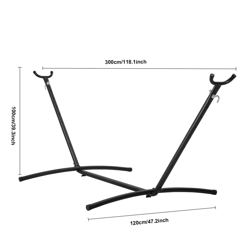 Portable Hammock Stand, 450lbs Capacity Steel Hammock Stand for 2 Person, Heavy Duty Adjustable Hooks Hammock Frame Fits 10-13 ft Hammocks, Space Saving with Carrying Bag for Outdoor or Indoor
