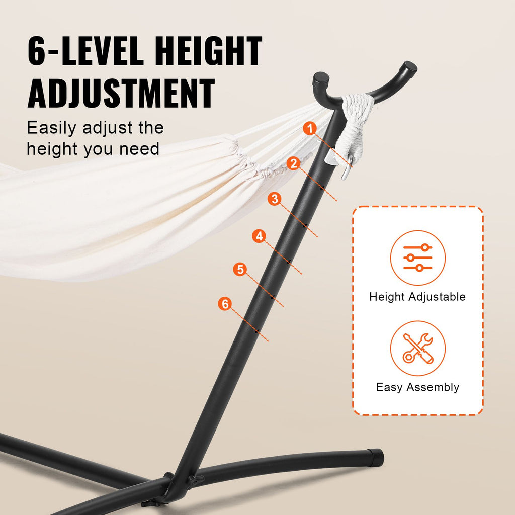 Portable Hammock Stand, 450lbs Capacity Steel Hammock Stand for 2 Person, Heavy Duty Adjustable Hooks Hammock Frame Fits 9.5-12.6 ft Hammocks, Space Saving with Carrying Bag for Outdoor or Indoor