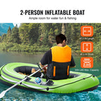 Inflatable Boat, 2-Person Inflatable Fishing Boat, Strong PVC Portable Boat Raft Kayak, Includes 1158 mm Aluminum Oars, High-Output Pump and Fishing Rod Holders, 227 kg Capacity for Adults, Kids
