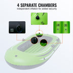 Inflatable Boat, 2-Person Inflatable Fishing Boat, Strong PVC Portable Boat Raft Kayak, Includes 1158 mm Aluminum Oars, High-Output Pump and Fishing Rod Holders, 227 kg Capacity for Adults, Kids