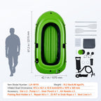 Inflatable Boat, 2-Person Inflatable Fishing Boat, Strong PVC Portable Boat Raft Kayak, Includes 1158 mm Aluminum Oars, High-Output Pump and Fishing Rod Holders, 227 kg Capacity for Adults, Kids