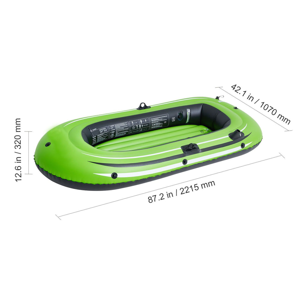 Inflatable Boat, 2-Person Inflatable Fishing Boat, Strong PVC Portable Boat Raft Kayak, Includes 1158 mm Aluminum Oars, High-Output Pump and Fishing Rod Holders, 227 kg Capacity for Adults, Kids