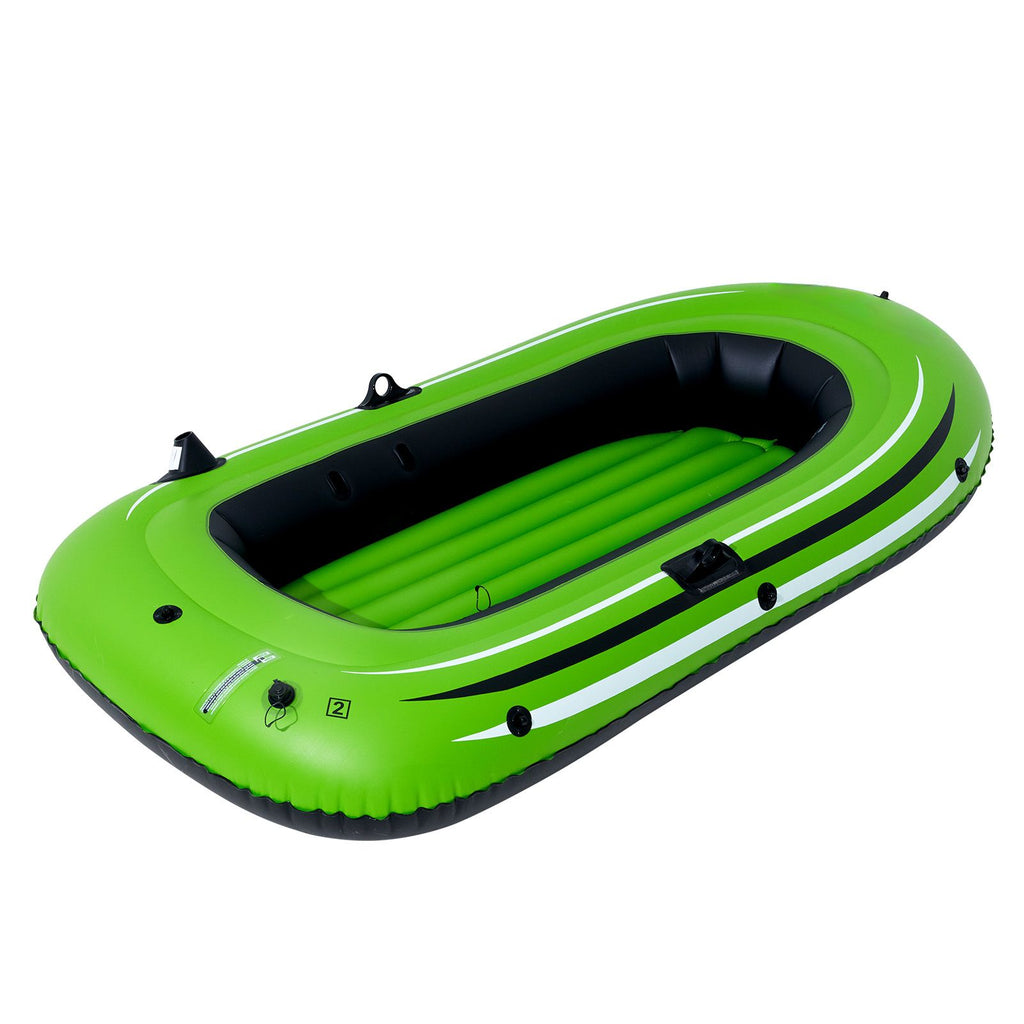 Inflatable Boat, 2-Person Inflatable Fishing Boat, Strong PVC Portable Boat Raft Kayak, Includes 1158 mm Aluminum Oars, High-Output Pump and Fishing Rod Holders, 227 kg Capacity for Adults, Kids
