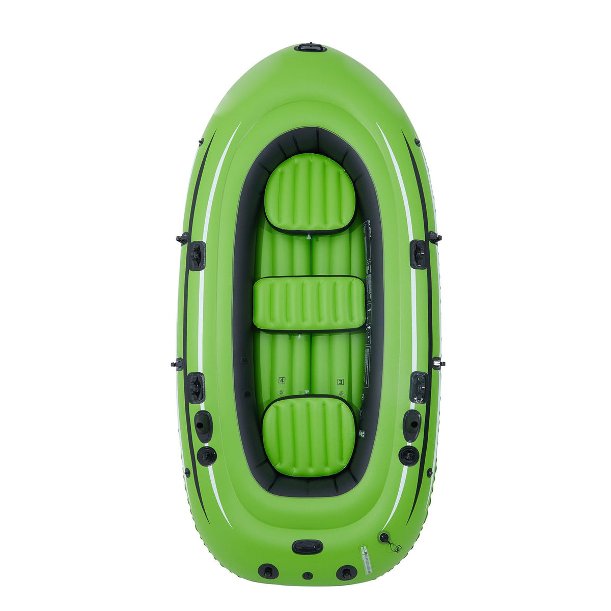 Inflatable Boat, 5-Person Inflatable Fishing Boat, PVC Portable Boat Raft Kayak, 1158 mm Aluminum Oars, High-Output Pump, Fishing Rod Holders, and 2 Seats, 1100 lb Capacity for Adults, Kids
