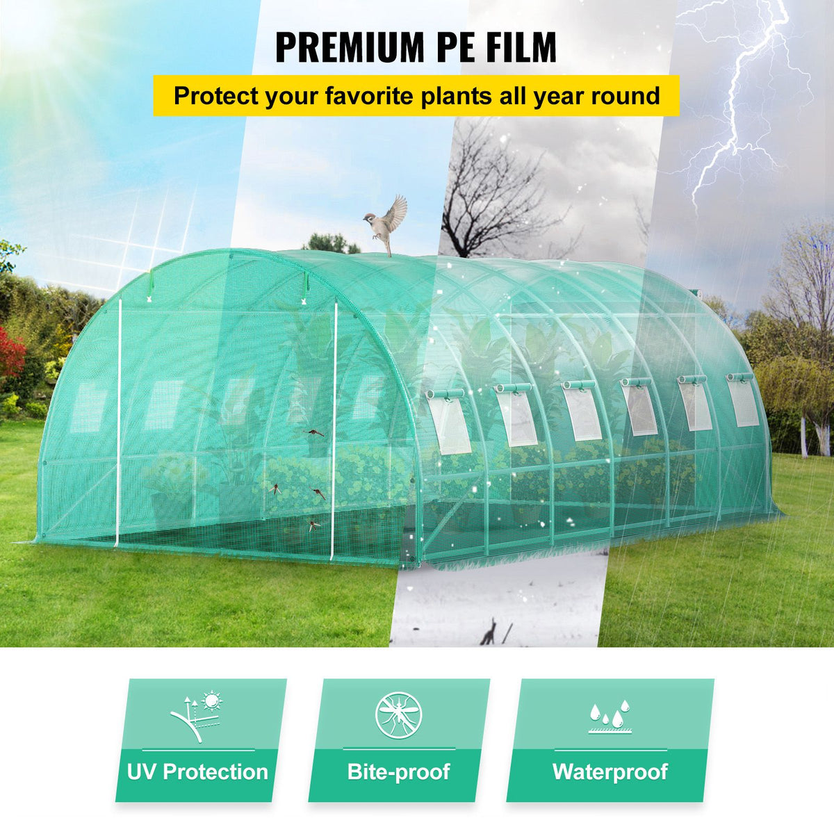 Walk-in Tunnel Greenhouse Galvanized Frame Waterproof Cover 20x10x7 ft