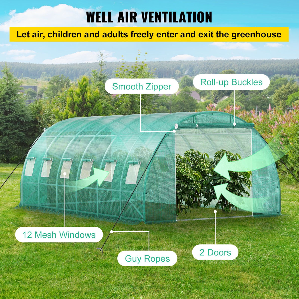Walk-in Tunnel Greenhouse Galvanized Frame Waterproof Cover 20x10x7 ft