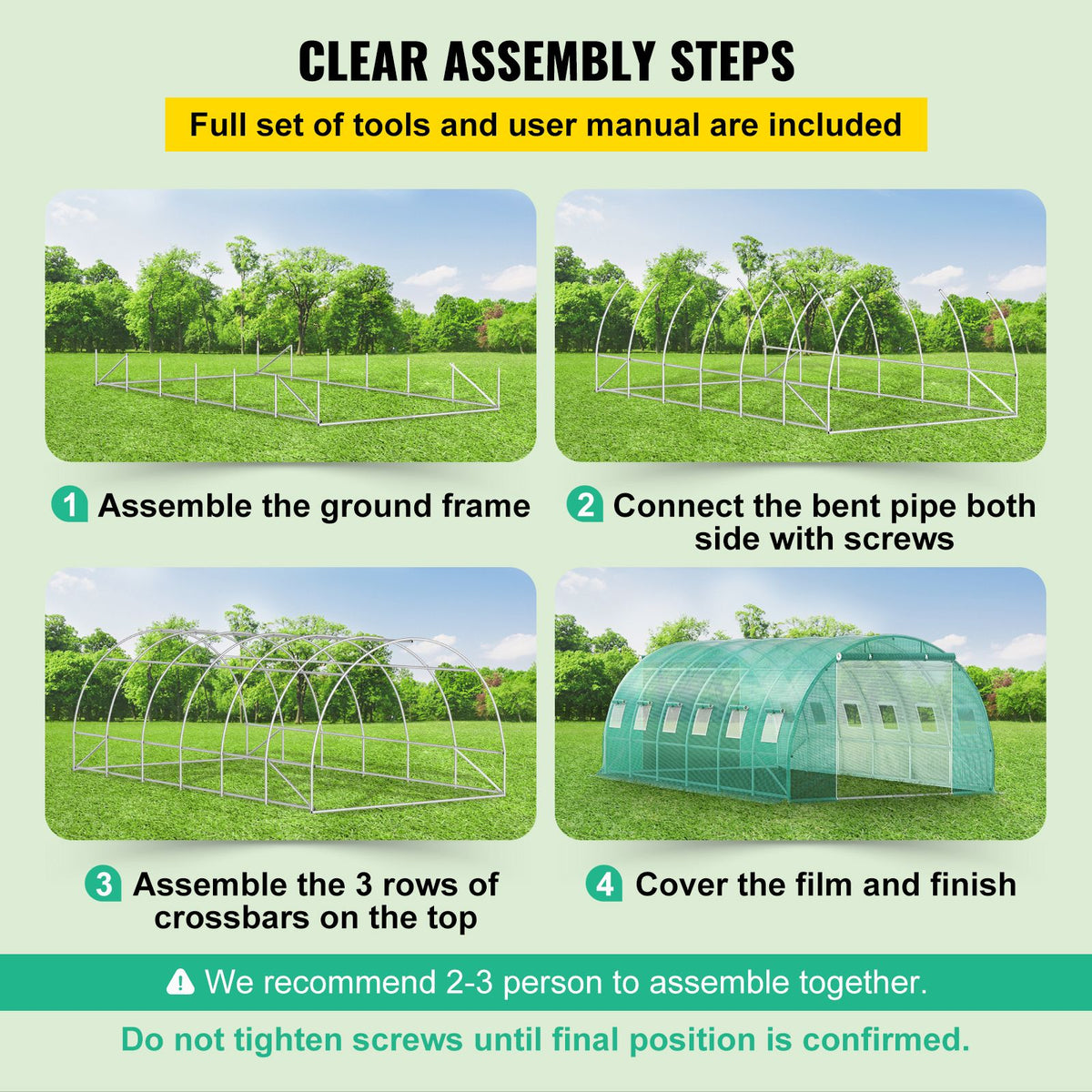 Walk-in Tunnel Greenhouse Galvanized Frame Waterproof Cover 20x10x7 ft