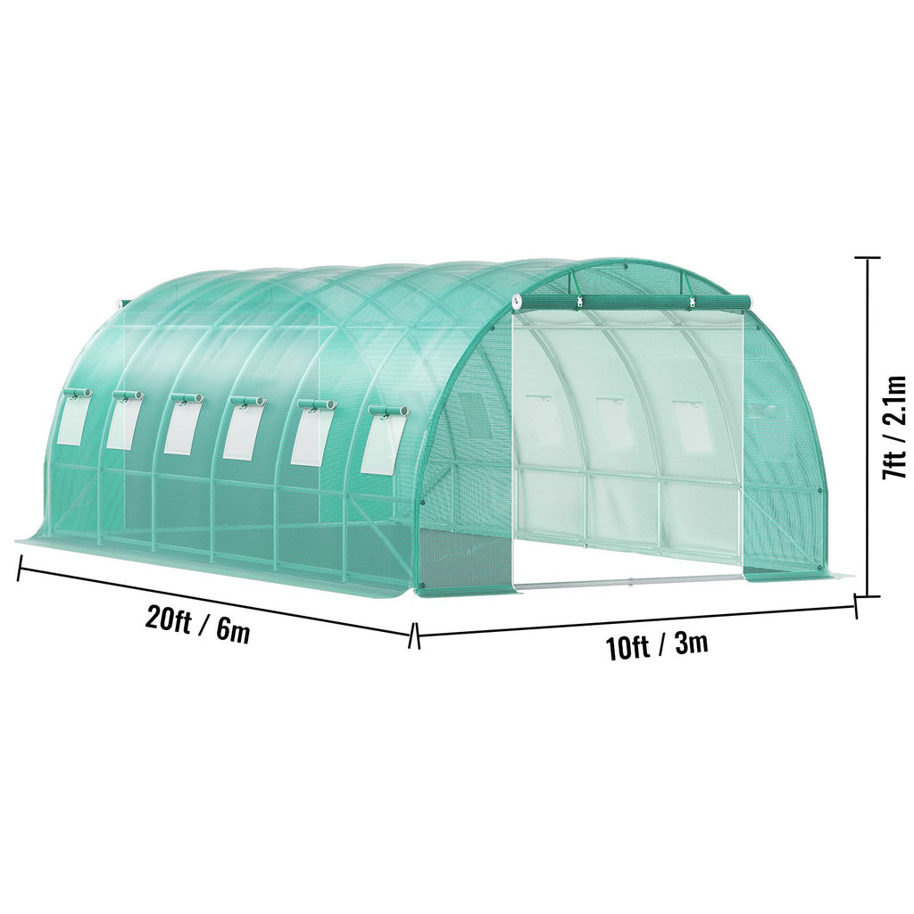 Walk-in Tunnel Greenhouse Galvanized Frame Waterproof Cover 20x10x7 ft