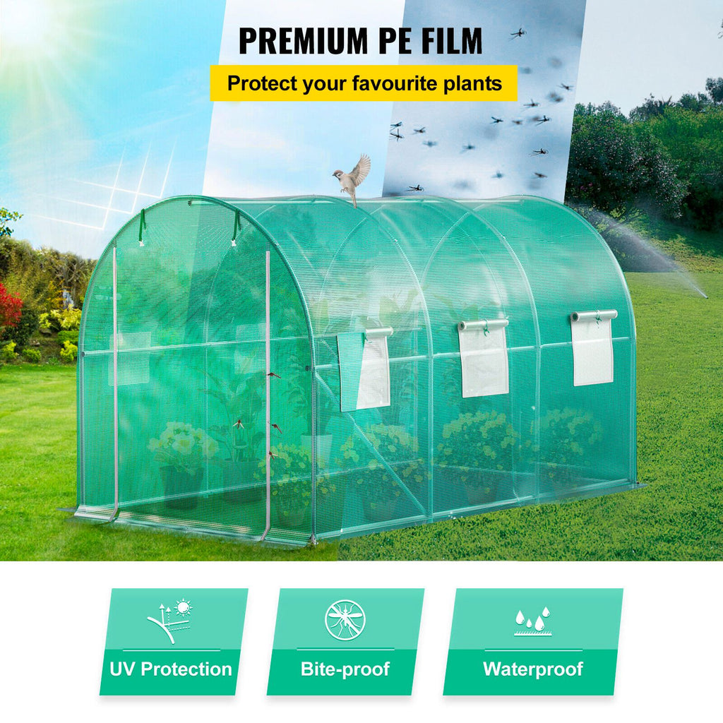 Walk-in Tunnel Greenhouse Galvanized Frame & Waterproof Cover 12x7x7 ft