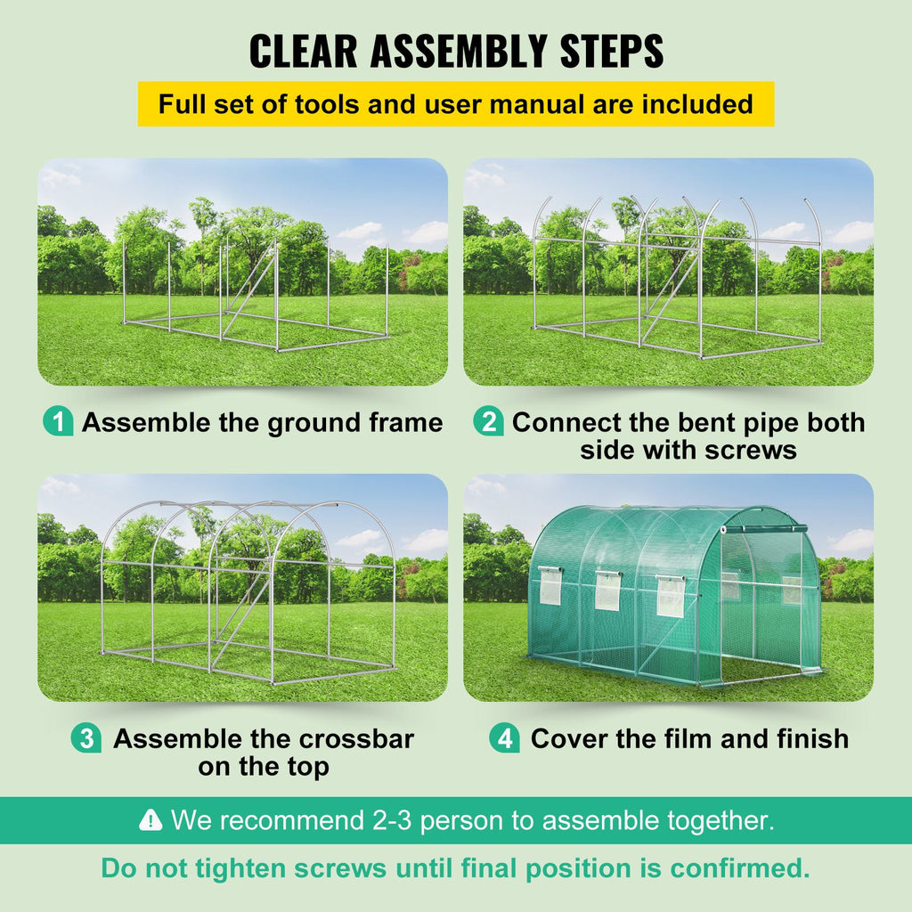 Walk-in Tunnel Greenhouse Galvanized Frame & Waterproof Cover 12x7x7 ft