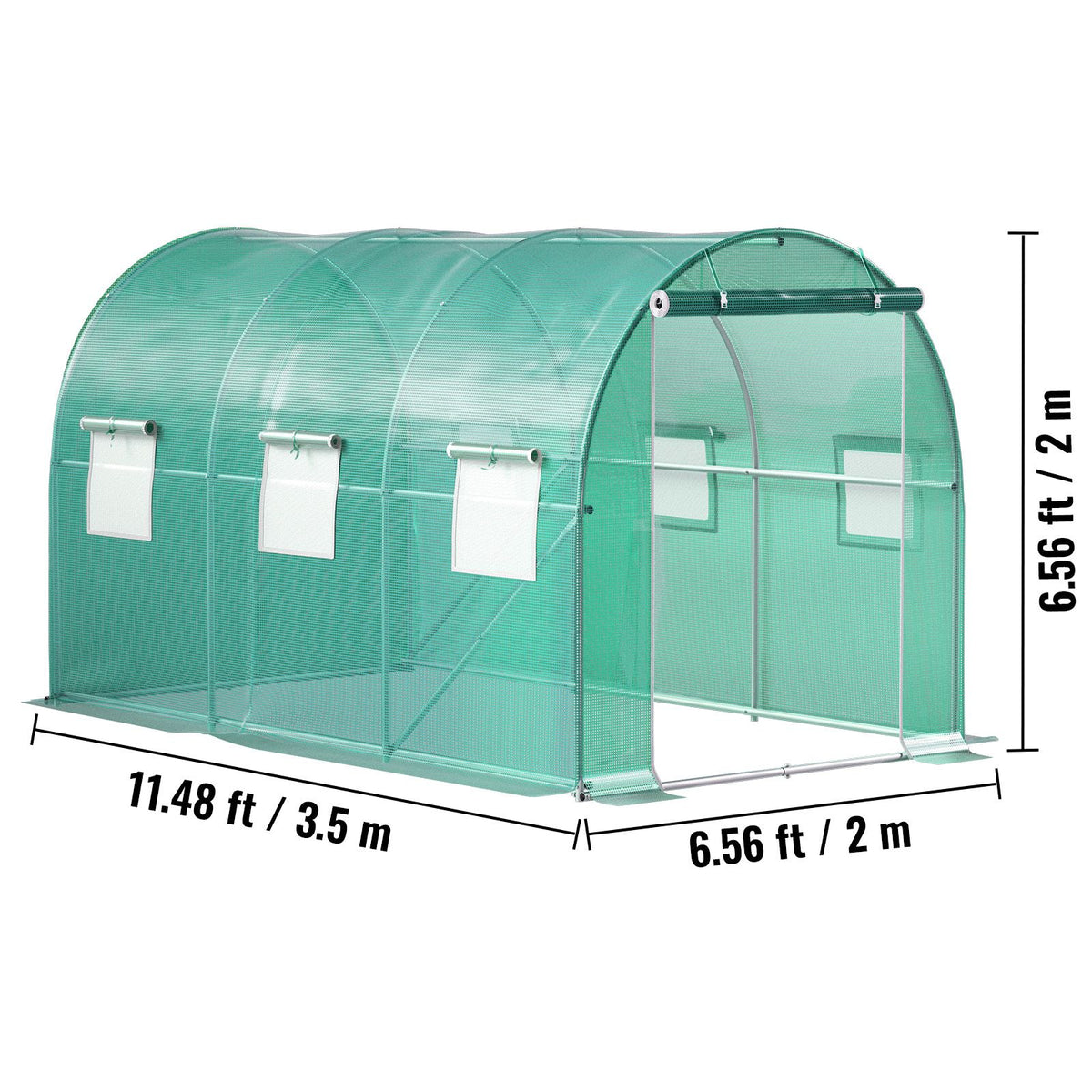 Walk-in Tunnel Greenhouse Galvanized Frame & Waterproof Cover 12x7x7 ft