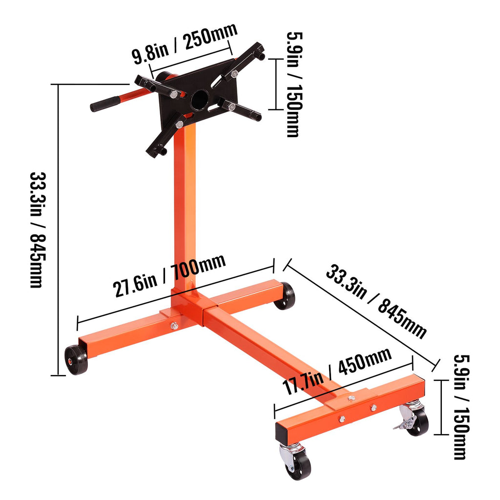 Engine Stand 750LBS Motor Hoist Dolly 360 Degree Adjustable Mounting Head
