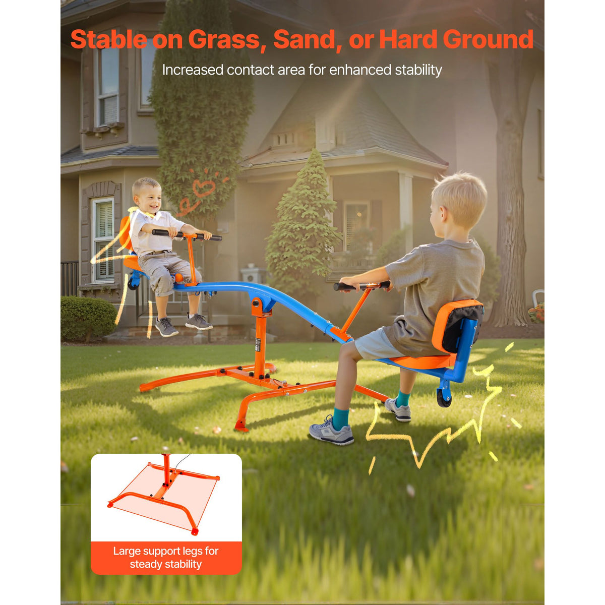 Kids Seesaw 136 kg Capacity 360 Degrees Rotating Teeter Totter Aged 3+
