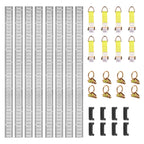 E Track Tie-Down Rail Kit, 24PCS 1524 mm E-Tracks Set Includes 8 Steel Rails & 8 O-Rings & 8 Tie-Offs with D-Ring, Versatile Trailer Securing Accessories for Cargo Motorcycles Bikes, 816 kg Load