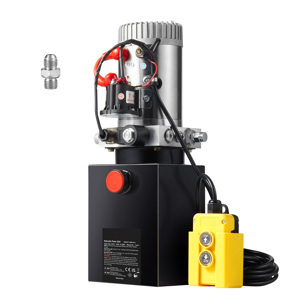 Hydraulic Pump, 4 Quart Hydraulic Power Unit, Single Acting Dump Trailer Pump, 0.91 GPM Flow Rate, 3200 PSI Max Relief Pressure, DC 12V Hydraulic Pump for Dump Trailer Car Lifting
