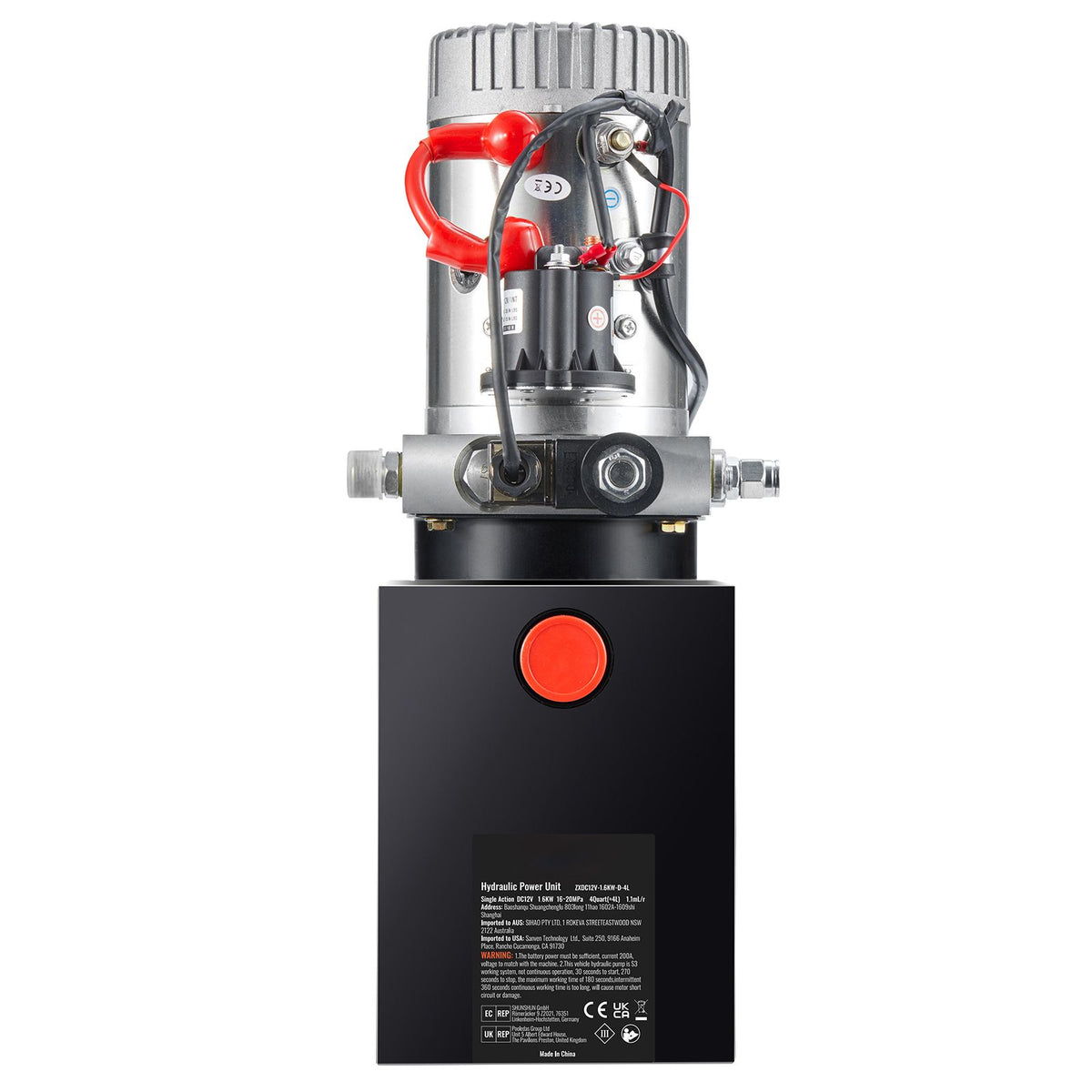 Hydraulic Pump, 4 Quart Hydraulic Power Unit, Single Acting Dump Trailer Pump, 0.91 GPM Flow Rate, 3200 PSI Max Relief Pressure, DC 12V Hydraulic Pump for Dump Trailer Car Lifting