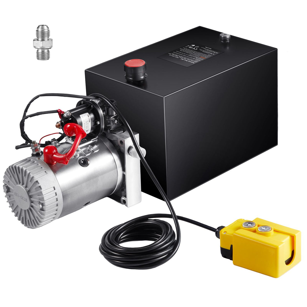 Hydraulic Pump, 20 Quart Hydraulic Power Unit, Single Acting Dump Trailer Pump, 0.91 GPM Flow Rate, 3200 PSI Max Relief Pressure, DC 12V Hydraulic Pump for Dump Trailer Car Lifting