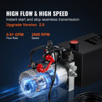 Hydraulic Pump, 6 Quart Hydraulic Power Unit, Double Acting Dump Trailer Pump, 0.91 GPM Flow Rate, 3200 PSI Max Relief Pressure, DC 12V Hydraulic Pump for Dump Trailer Car Lifting
