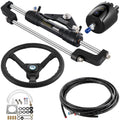 Hydraulic Boat Steering Kit, 300HP Hydraulic Steering Helm Pump, Aluminum Alloy Steering Cylinder, 13.5\" Steering Wheel with 10\" Hydraulic Steering Hose for Boat Steering System