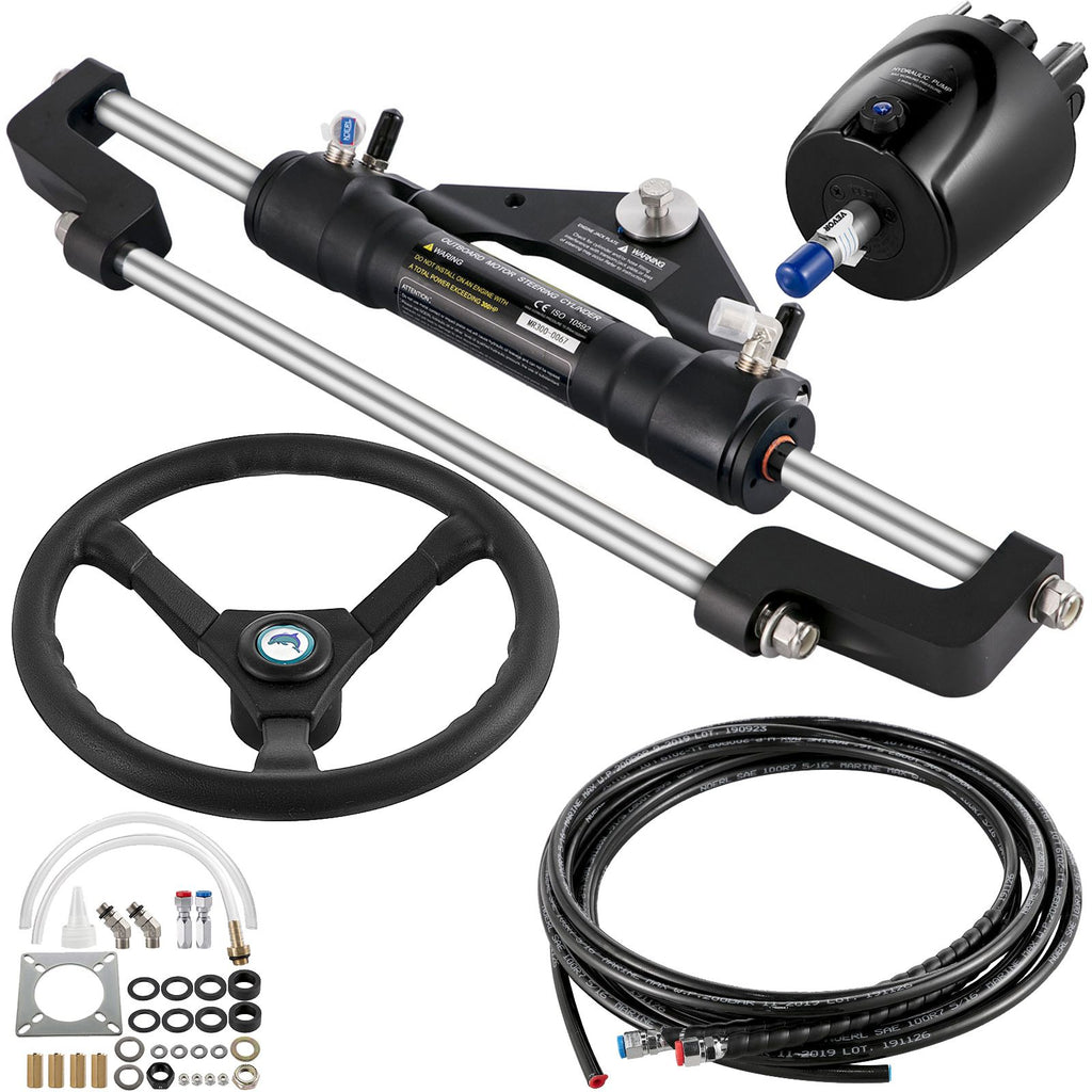 Hydraulic Boat Steering Kit, 300HP Hydraulic Steering Kit Helm Pump, Hydraulic Outboard Steeing Kit with 4267 mm Hydraulic Steering Hose for Boat Steering System