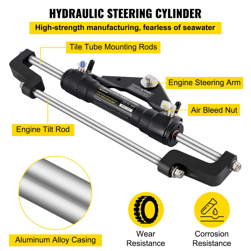 Hydraulic Boat Steering Kit, 300HP Hydraulic Steering Kit Helm Pump, Hydraulic Outboard Steeing Kit with 4267 mm Hydraulic Steering Hose for Boat Steering System
