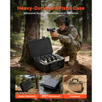 Hard Pistol Case, Heavy Duty Hard Gun Case with XPE Foam Lining, Waterproof Pistol Storage Box with Customizable Interior & Handle for Gun, Lenses, Camera, Gear, TSA Compliant, 404x319x192 mm