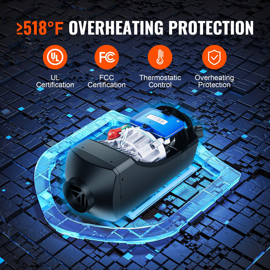 Bluetooth App Control Diesel Air Heater, 12V 2KW Diesel Heater with Automatic Altitude Adjustment, Remote Control and LCD, Diesel Parking Heater for RV Trailer Camper Van Boat And Indoors