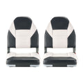 Boat Seat, High Backrest, Folding Fishing Boat Seat with Thickened Sponge Cushion & Waterproof PVC Leather, Aluminum Alloy Hinges, Flip Up Boat Seat for Boats, Yachts, Ships, Black & Grey