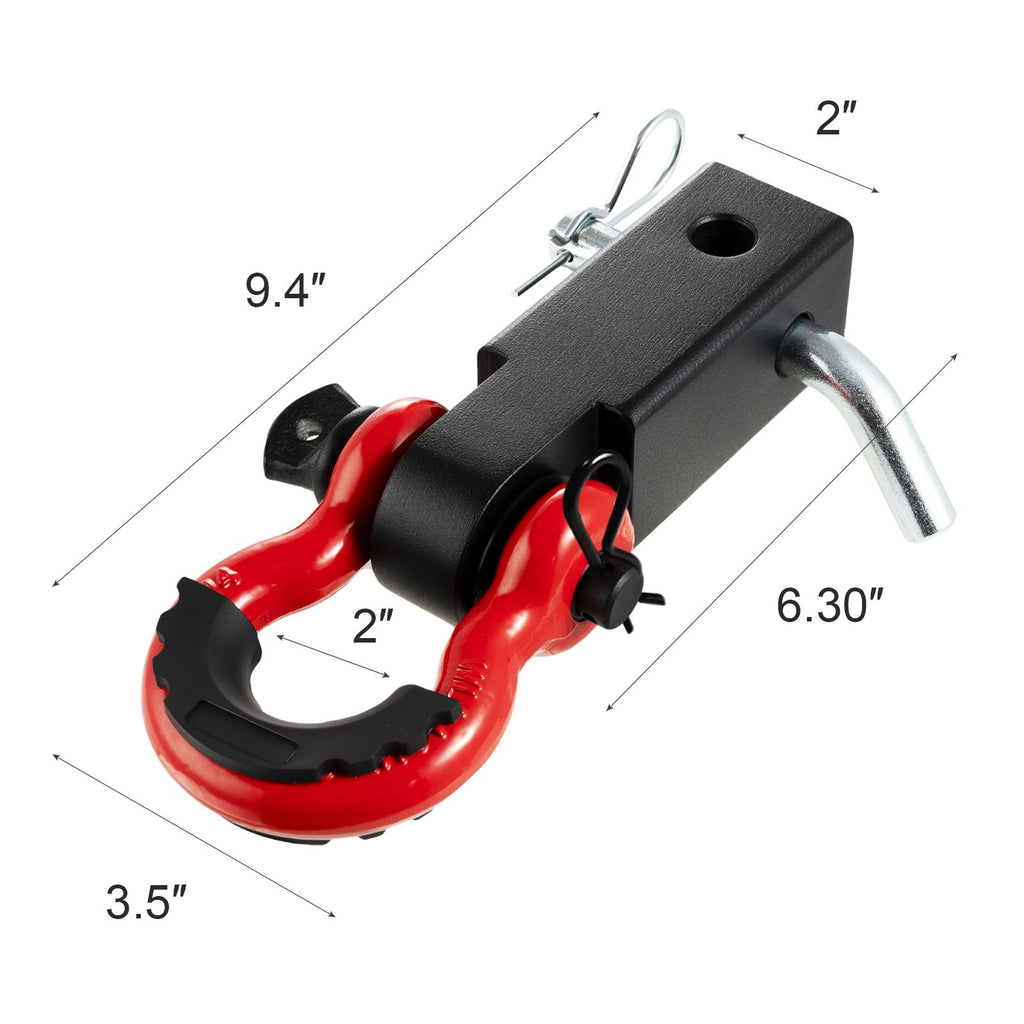 Shackle Hitch Receiver, Fits 50 mm Receivers, 20 Tons Breaking Strength, D Ring Shackle with Trailer Hitch Lock Pin, Heavy Duty Towing Accessories for Trucks, Jeeps, Off-Road Vehicle Recovery
