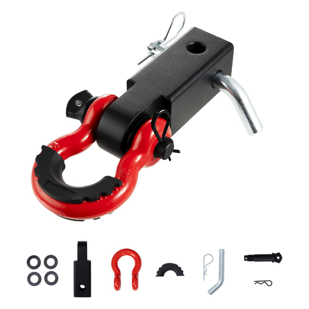 Shackle Hitch Receiver, Fits 50 mm Receivers, 20 Tons Breaking Strength, D Ring Shackle with Trailer Hitch Lock Pin, Heavy Duty Towing Accessories for Trucks, Jeeps, Off-Road Vehicle Recovery