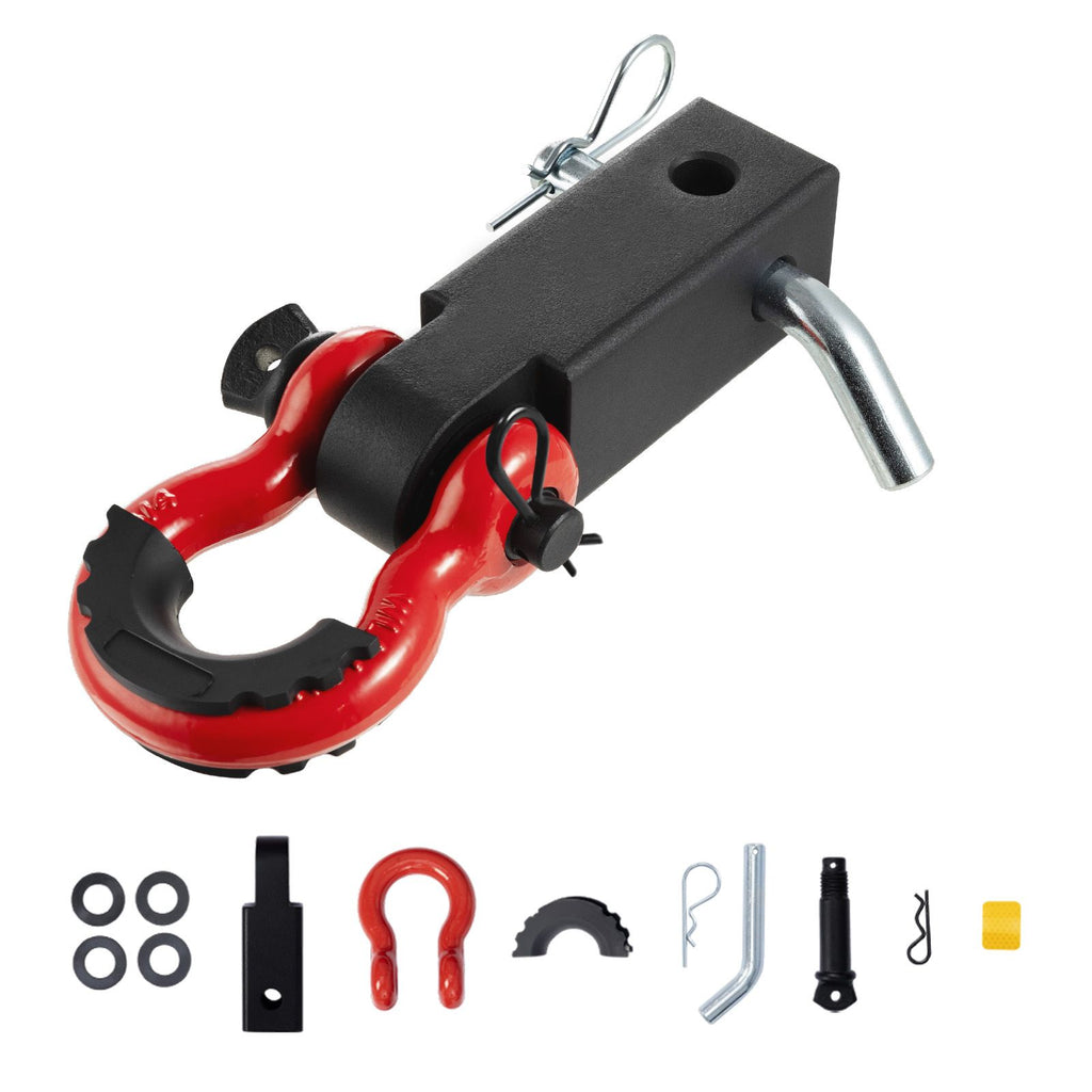 Shackle Hitch Receiver, Fits 50 mm Receivers, 24 Tons Breaking Strength, D Ring Shackle with Trailer Hitch Lock Pin, Heavy Duty Towing Accessories for Trucks, Jeeps, Off-Road Vehicle Recovery
