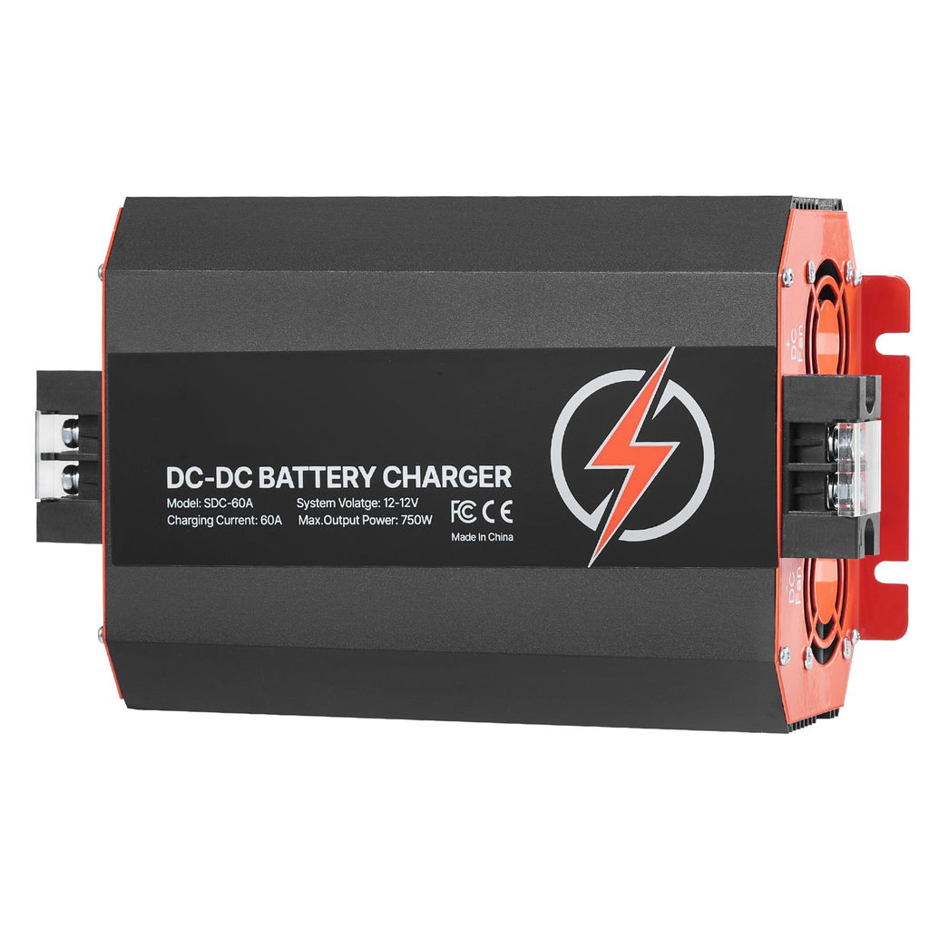 12V 60A DC to DC Battery Charger, 750W, On-Board Battery Charger for Lead-Acid, Lithium, AGM, GEL, and Flooded Batteries, Smart Multi-Stage Charging, for RVs, Commercial Vehicles, Boats, Yachts