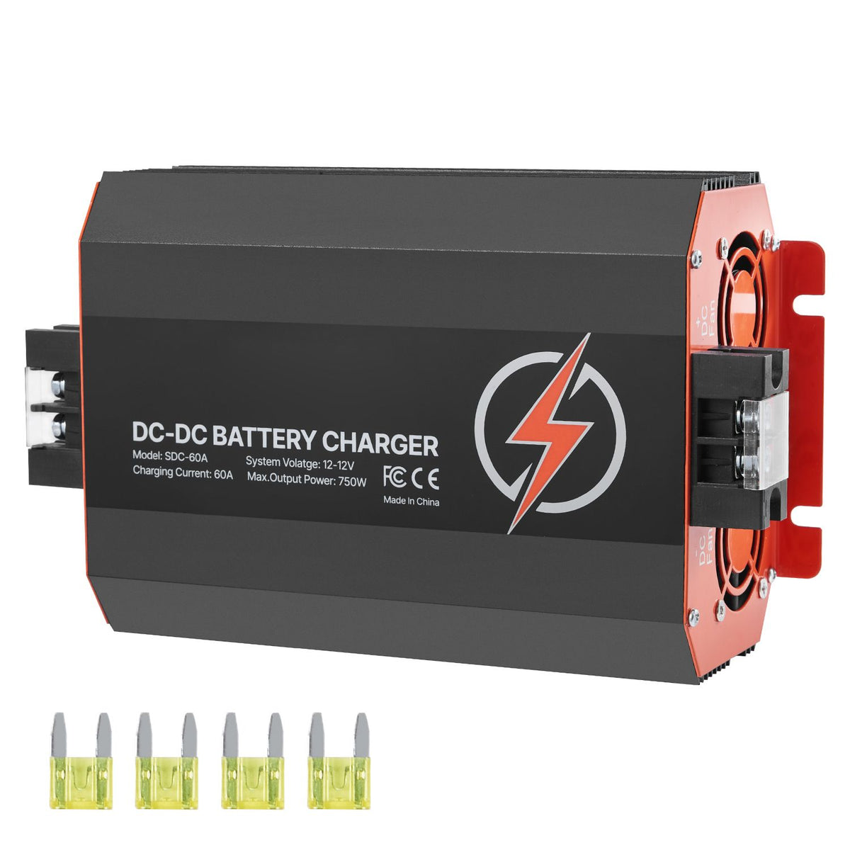 12V 60A DC to DC Battery Charger, 750W, On-Board Battery Charger for Lead-Acid, Lithium, AGM, GEL, and Flooded Batteries, Smart Multi-Stage Charging, for RVs, Commercial Vehicles, Boats, Yachts