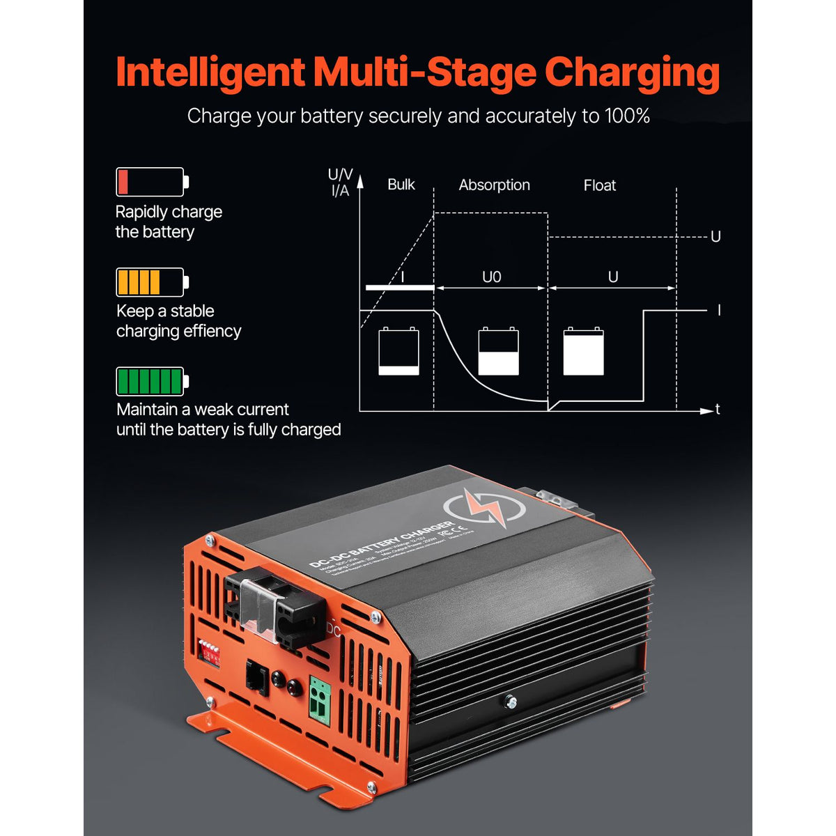 12V 20A DC to DC Charger Battery Charger 250W for Lead-Acid Lithium AGM