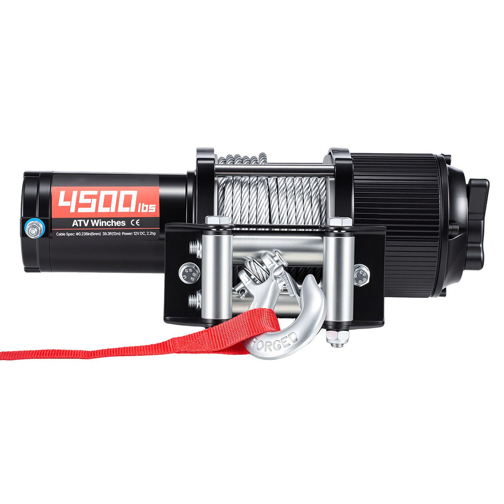 2041 kg Electric Winch, 12V DC ATV/UTV Winch with Φ6 mm x 12 m Steel Wire Rope, Wireless & Wired Remote Control, IP54 Waterproof, Roller Fairlead Mount Plate for Towing ATV UTV Off-Road